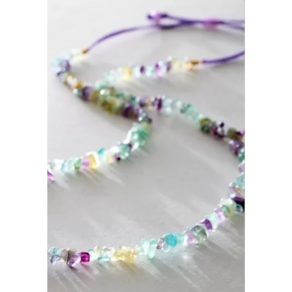 Free People Single strand Beaded Necklace NWT Purple - Picture 3 of 5